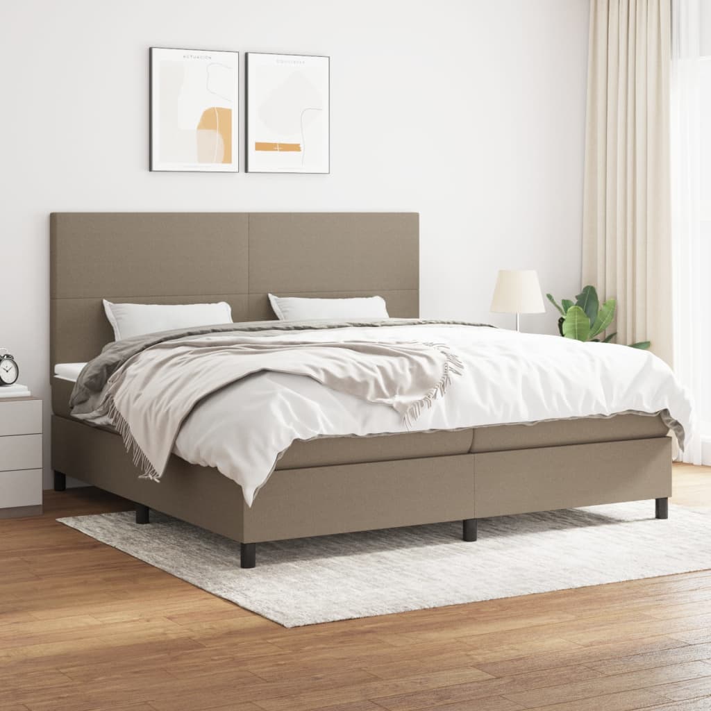 kontinentalseng med madras 200x200 cm stof gråbrun