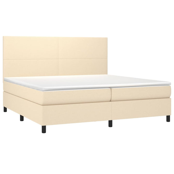 kontinentalseng med madras 200x200 cm stof cremefarvet