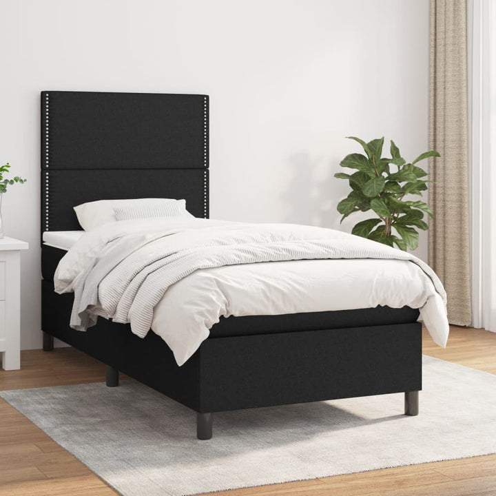 kontinentalseng med madras 90x190 cm stof sort