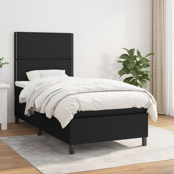 kontinentalseng med madras 90x200 cm stof sort