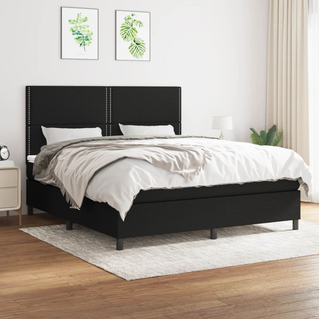 kontinentalseng med madras 180x200 cm stof sort