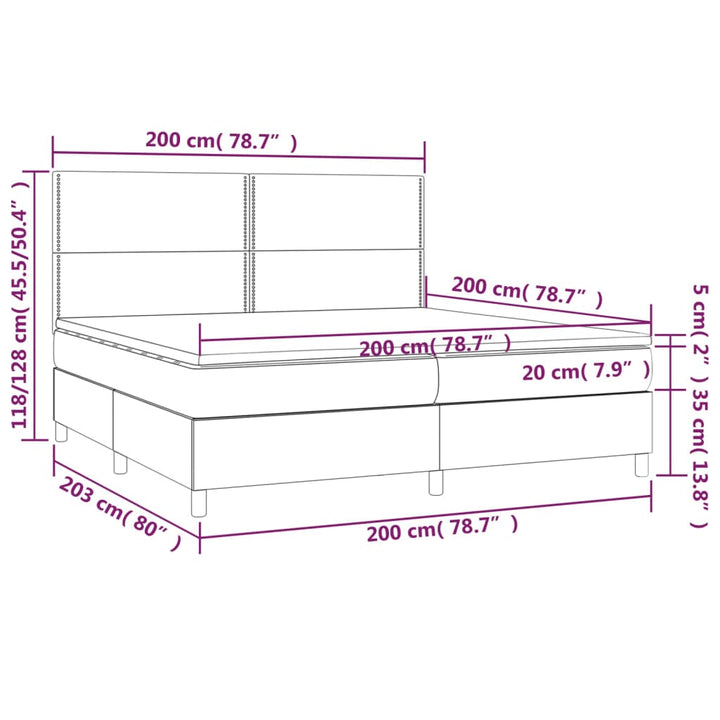 kontinentalseng med madras 200x200 cm stof blå