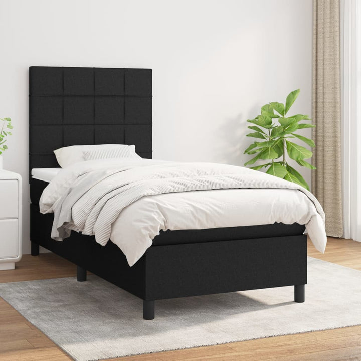kontinentalseng med madras 90x190 cm stof sort