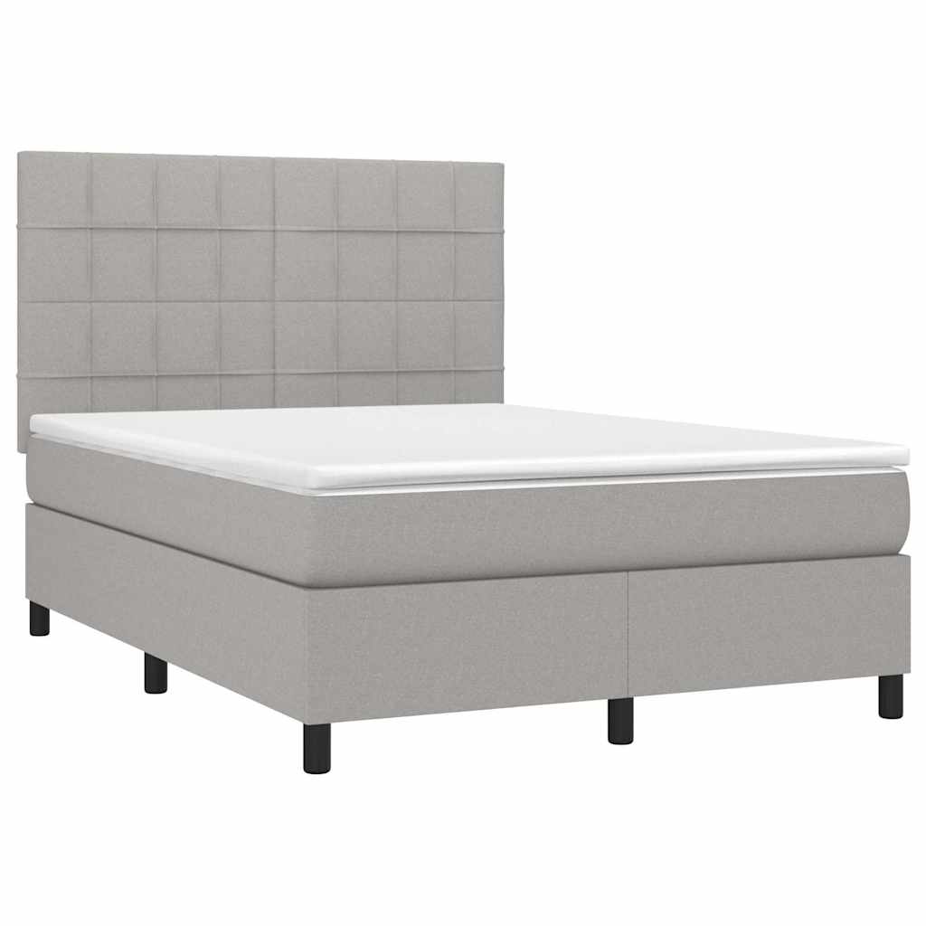 kontinentalseng 140x200 cm stof lysegrå