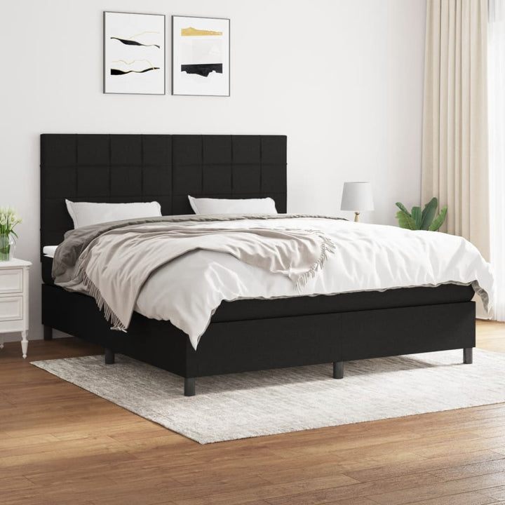 kontinentalseng med madras 160x200 cm stof sort