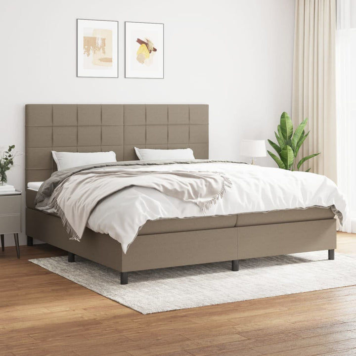 kontinentalseng med madras 200x200 cm stof gråbrun