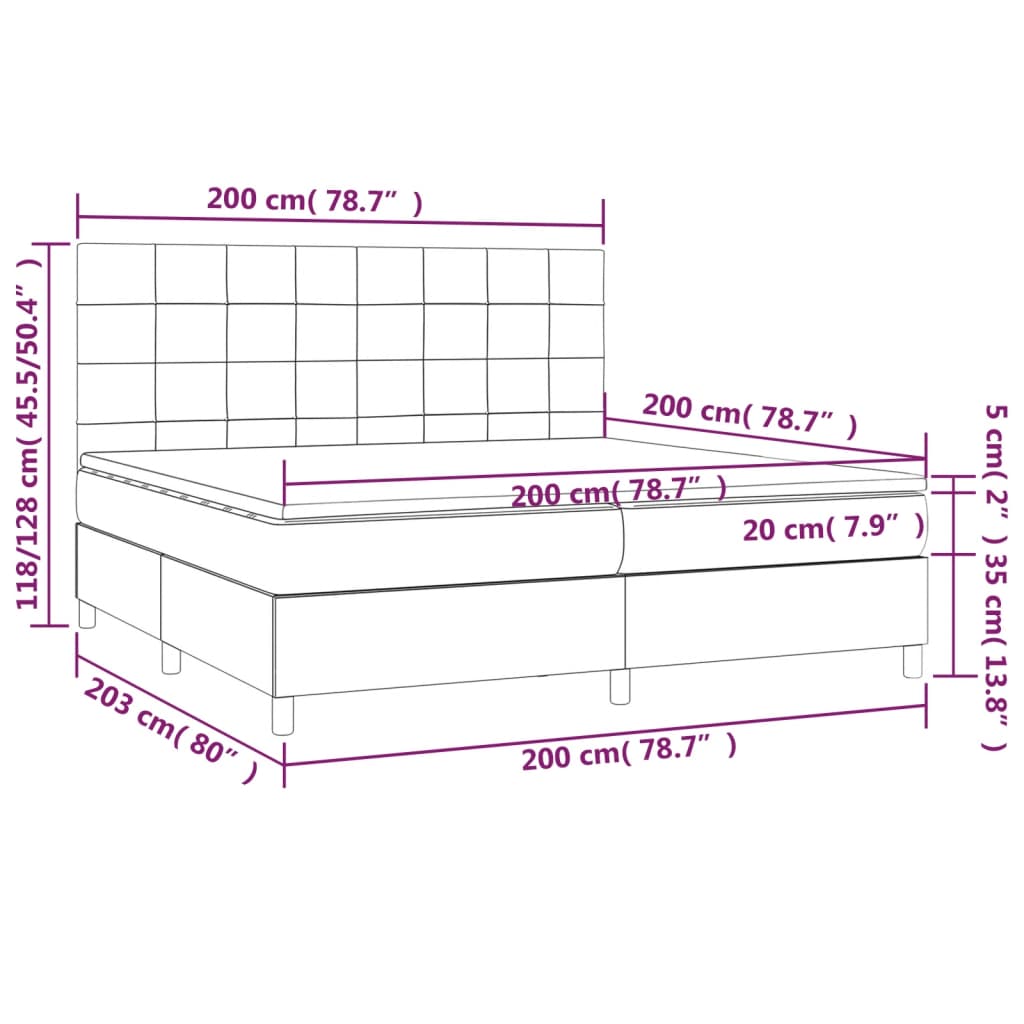 kontinentalseng med madras 200x200 cm stof blå