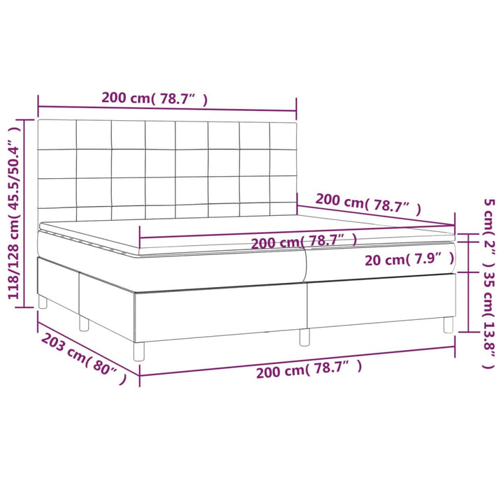 kontinentalseng med madras 200x200 cm stof blå