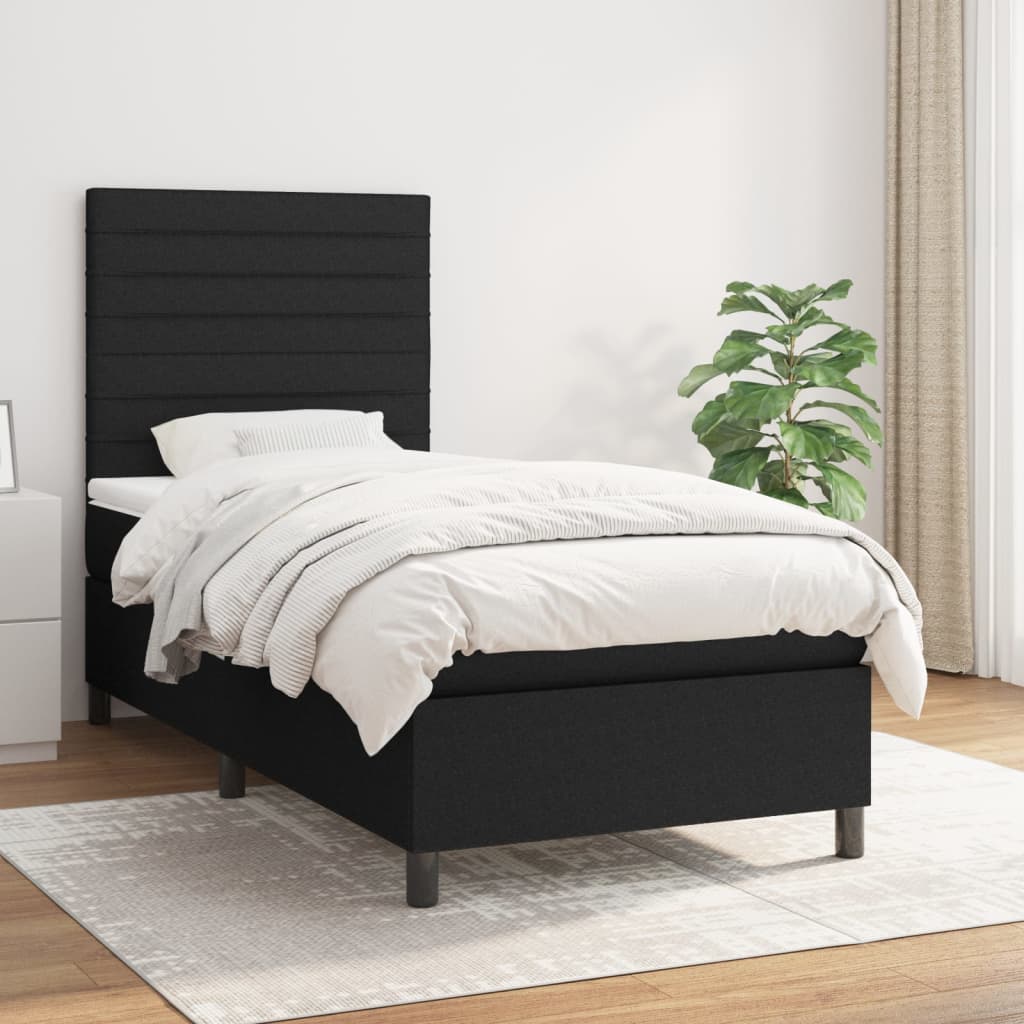 kontinentalseng med madras 80x200 cm stof sort