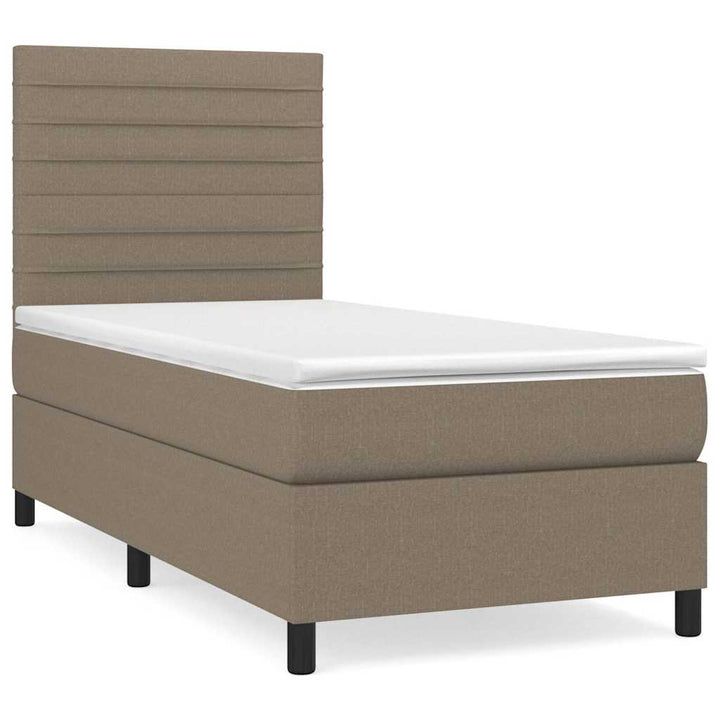 kontinentalseng med madras 90x190 cm stof gråbrun