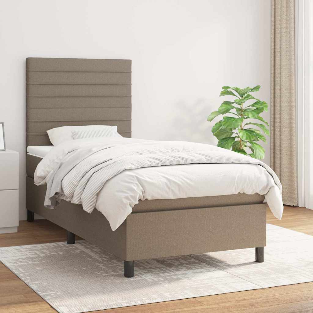 kontinentalseng med madras 90x190 cm stof gråbrun