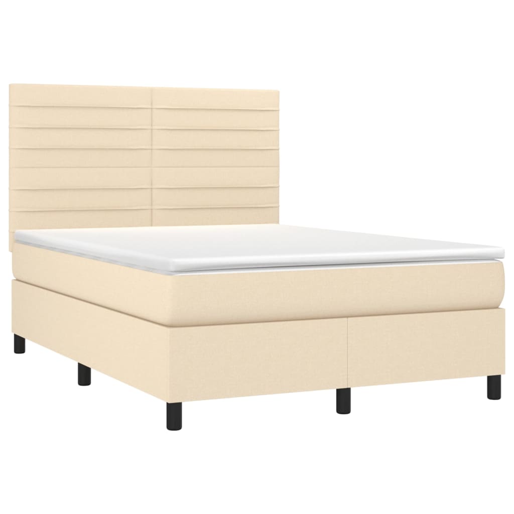 kontinentalseng med madras 140x190 cm stof cremefarvet