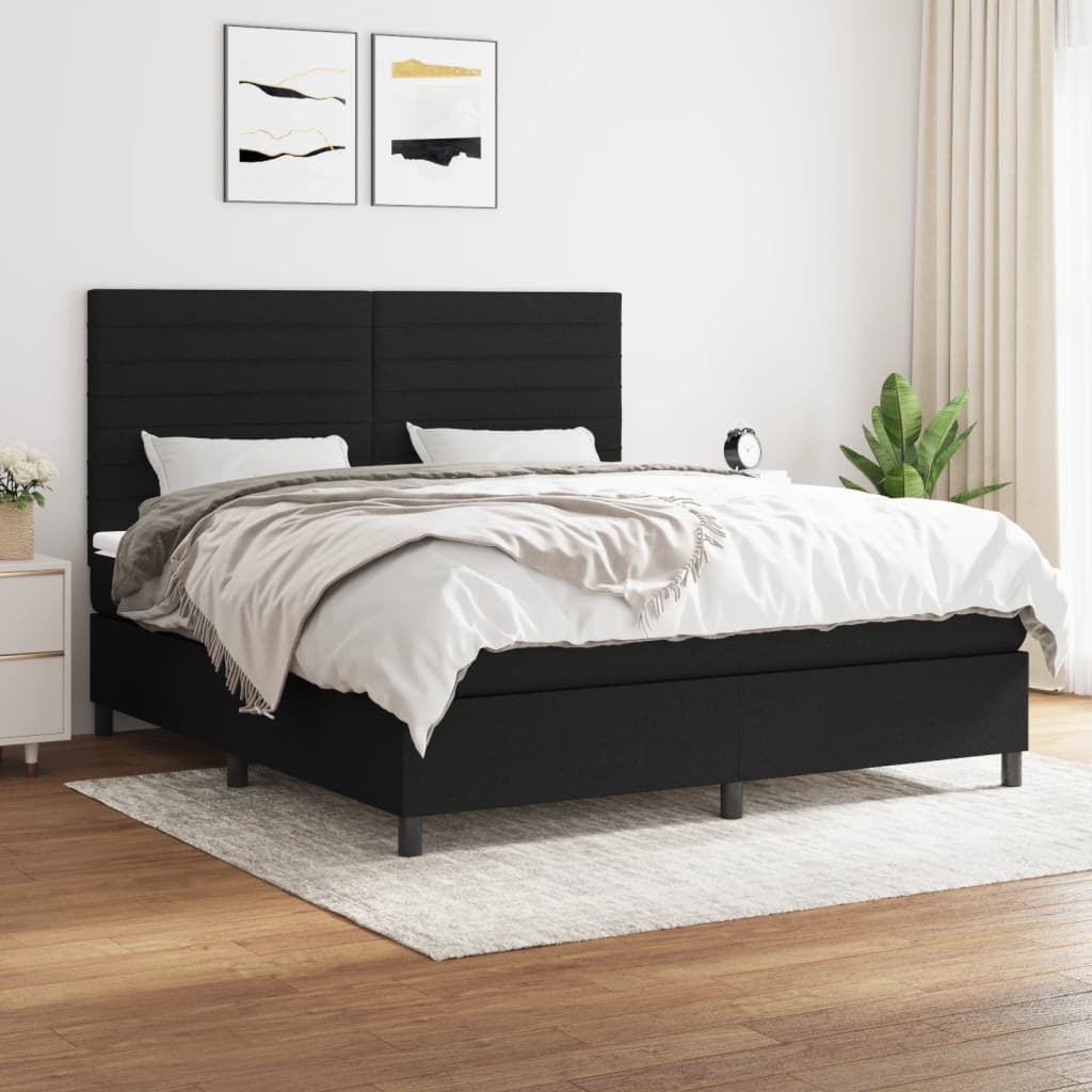 kontinentalseng med madras 160x200 cm stof sort