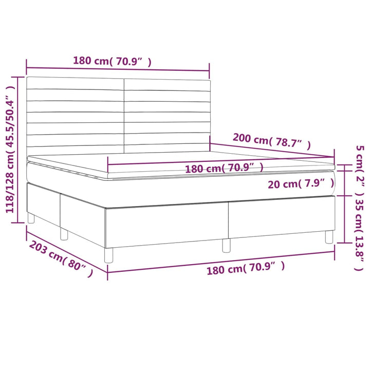 kontinentalseng med madras 180x200 cm stof mørkegrå