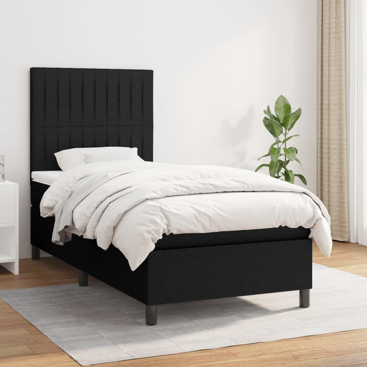 kontinentalseng med madras 90x190 cm stof sort