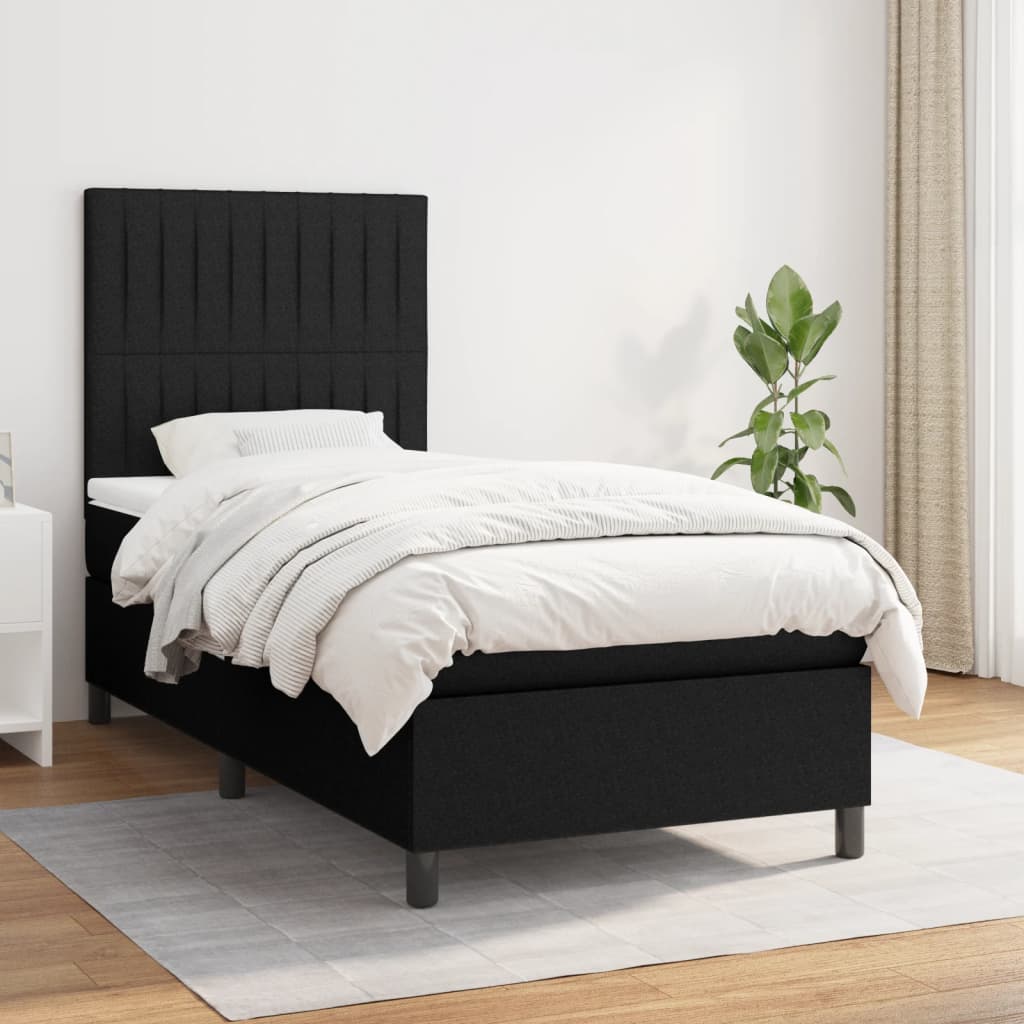 kontinentalseng med madras 90x200 cm stof sort