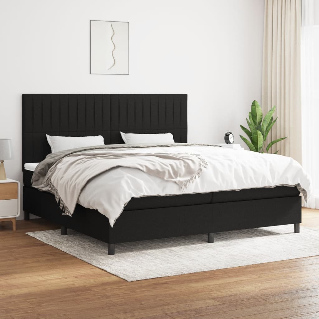 kontinentalseng med madras 200x200 cm stof sort