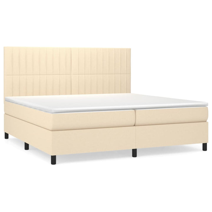 kontinentalseng med madras 200x200 cm stof cremefarvet