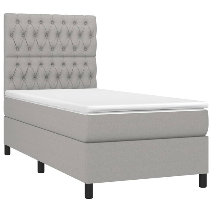kontinentalseng med madras 90x190 cm stof lysegrå