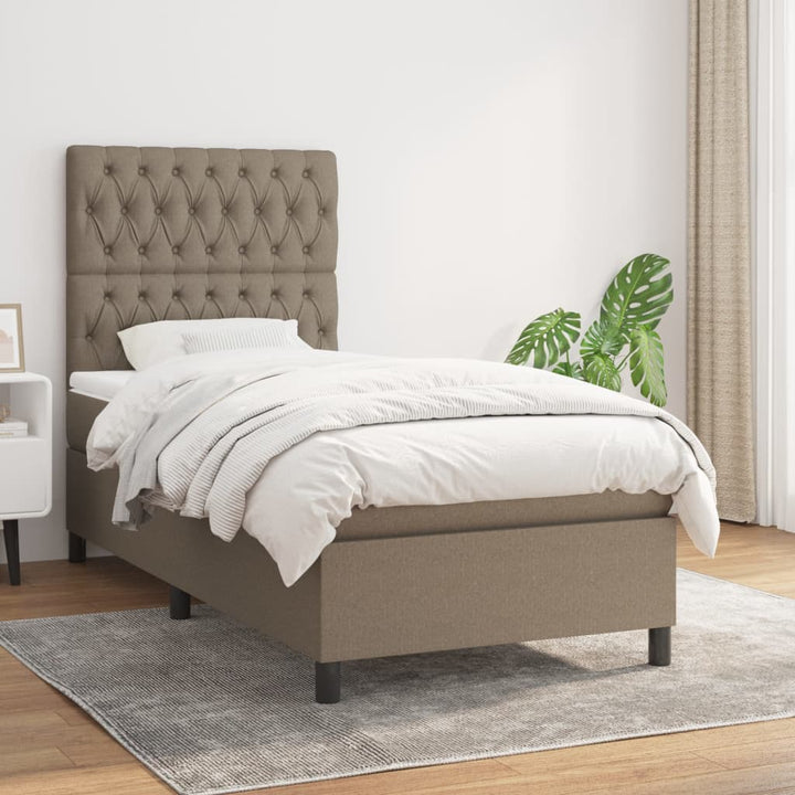 kontinentalseng med madras 90x200 cm stof gråbrun