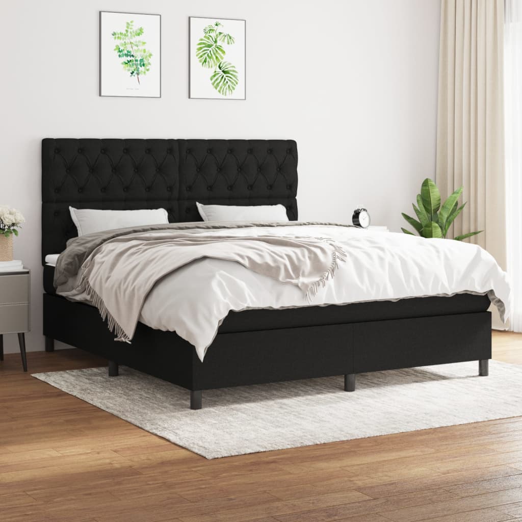 kontinentalseng med madras 160x200 cm stof sort