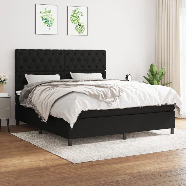 kontinentalseng med madras 160x200 cm stof sort