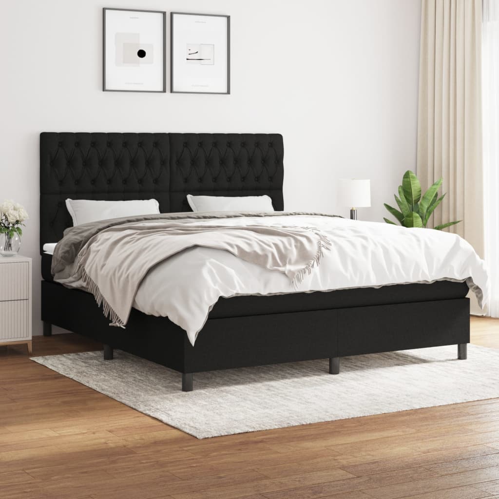 kontinentalseng med madras 180x200 cm stof sort