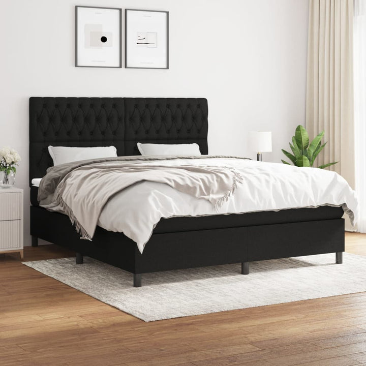 kontinentalseng med madras 180x200 cm stof sort