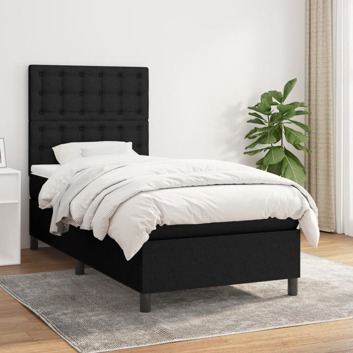 kontinentalseng med madras 90x190 cm stof sort