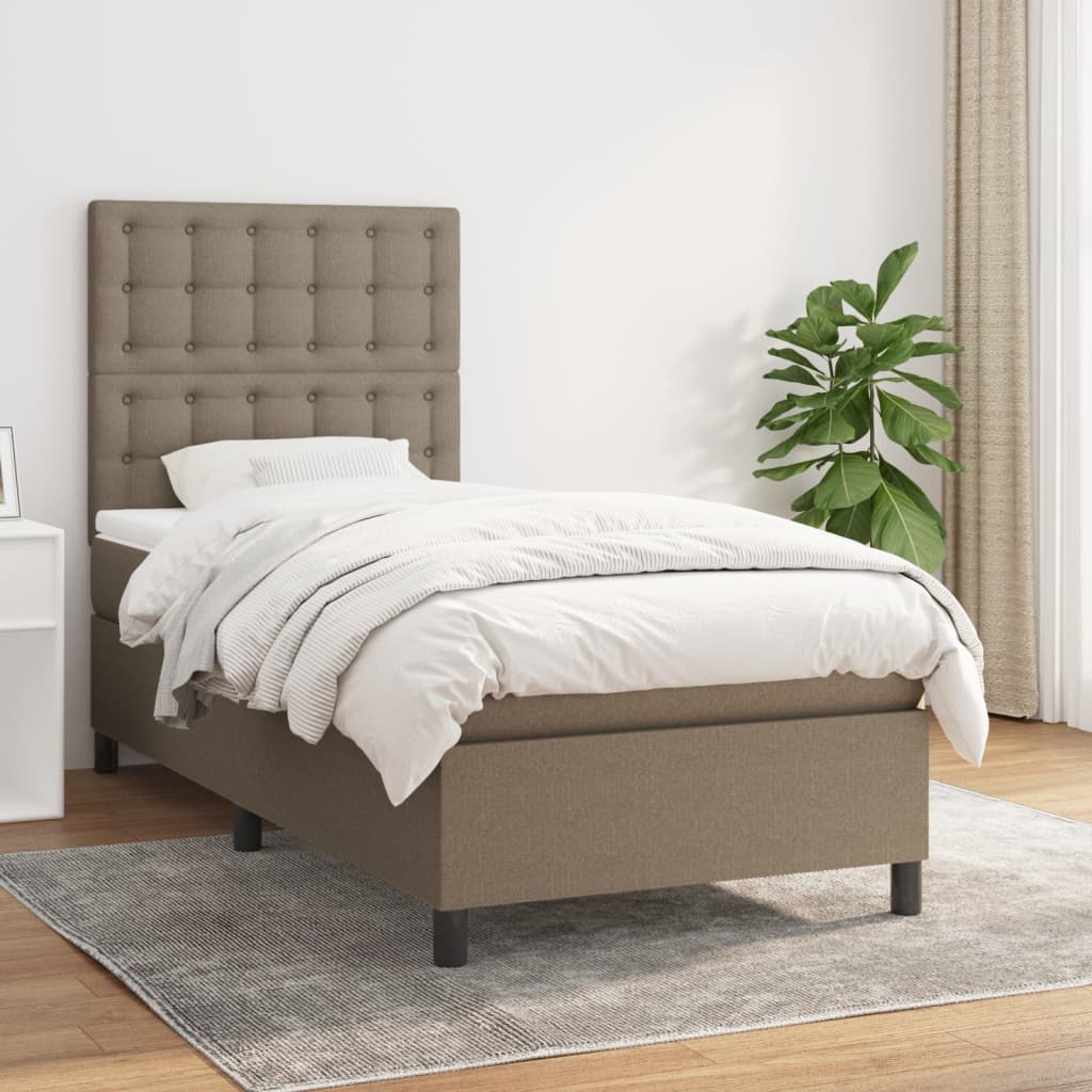 kontinentalseng med madras 90x200 cm stof gråbrun