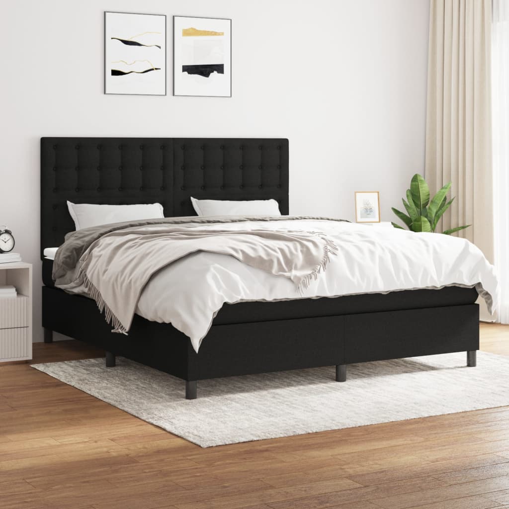 kontinentalseng med madras 160x200 cm stof sort
