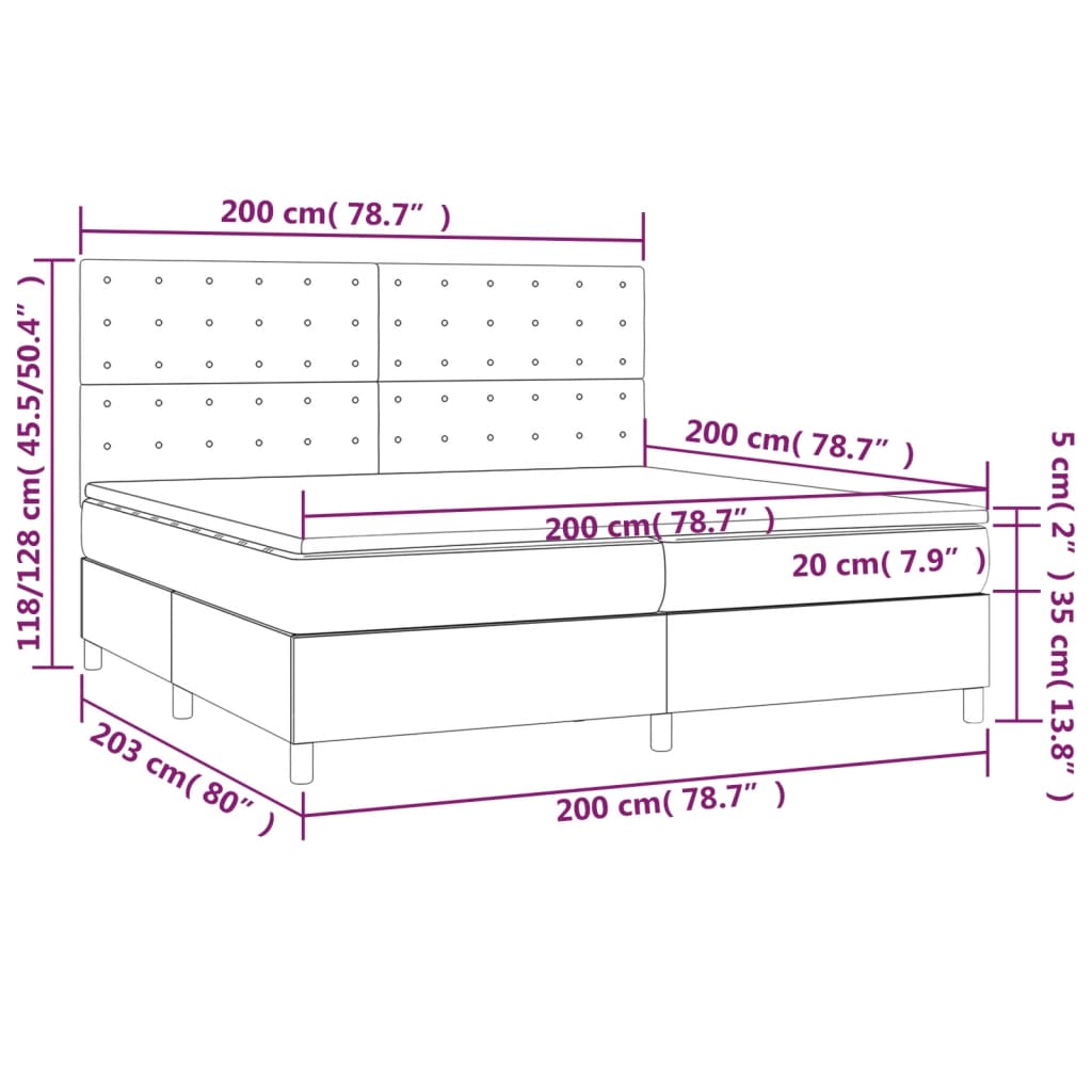 kontinentalseng med madras 200x200 cm stof blå