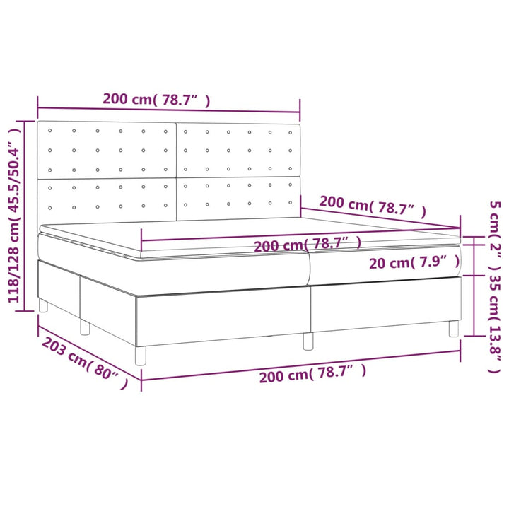 kontinentalseng med madras 200x200 cm stof blå