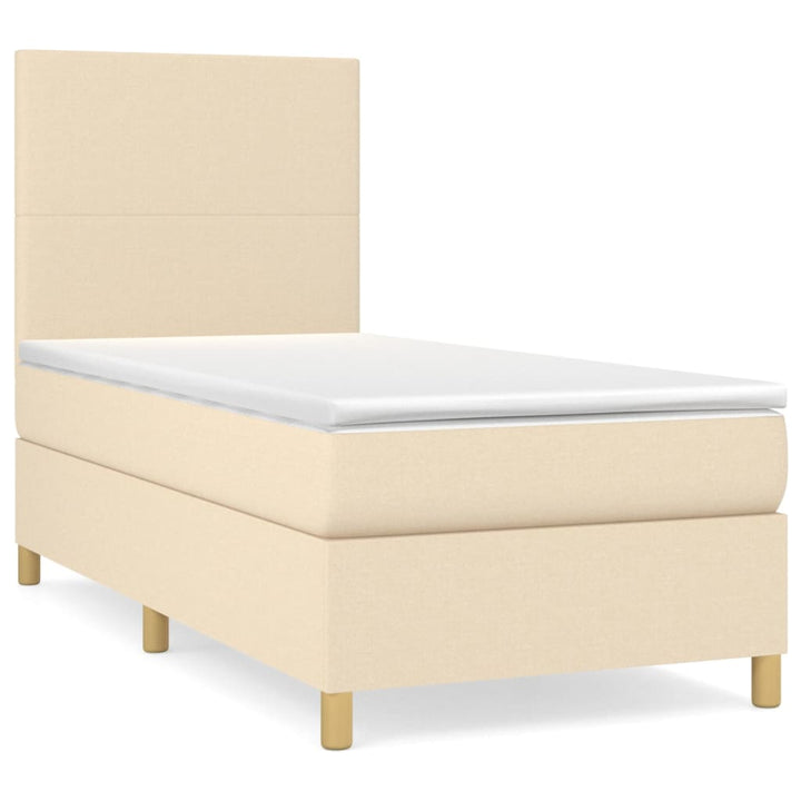 kontinentalseng med madras 90x190 cm stof cremefarvet