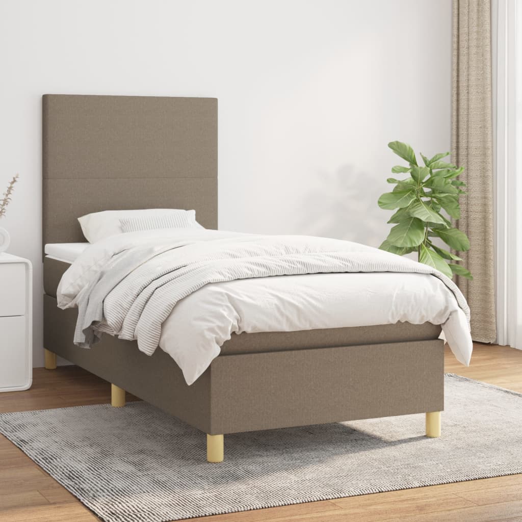 kontinentalseng med madras 90x200 cm stof gråbrun