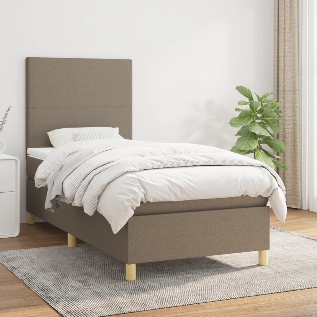 kontinentalseng med madras 100x200 cm stof gråbrun