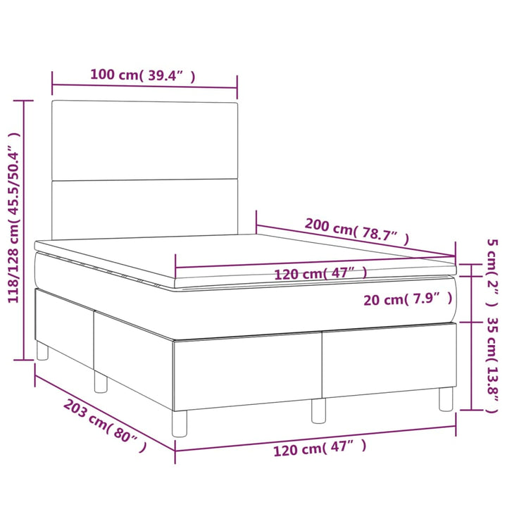 kontinentalseng med madras 120x200 cm stof sort