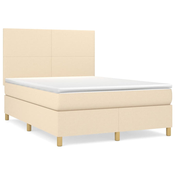kontinentalseng med madras 140x190 cm stof cremefarvet