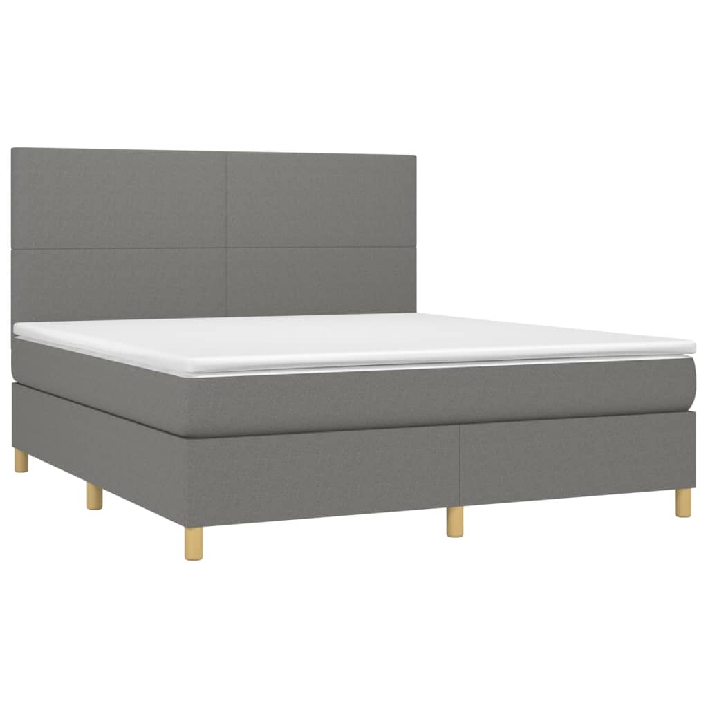 kontinentalseng med madras 160x200 cm stof mørkegrå