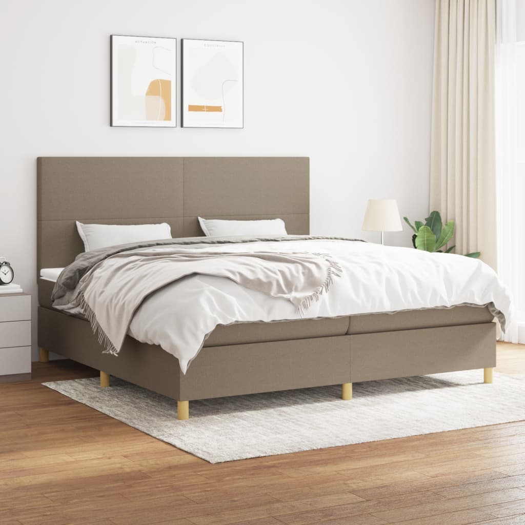 kontinentalseng med madras 200x200 cm stof gråbrun
