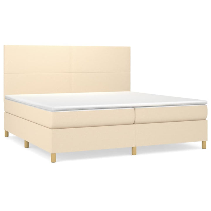 kontinentalseng med madras 200x200 cm stof cremefarvet