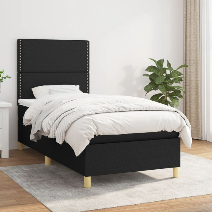kontinentalseng med madras 80x200 cm stof sort