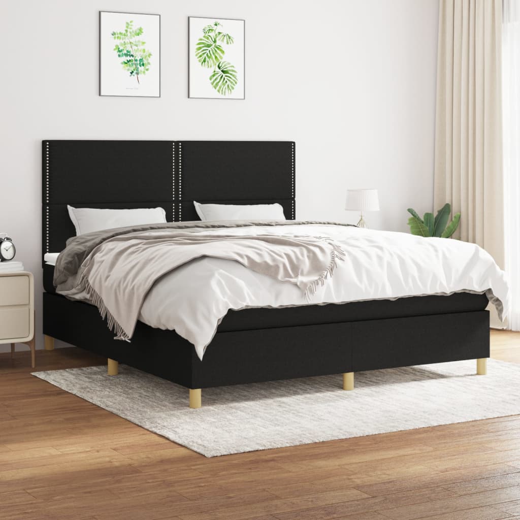 kontinentalseng med madras 160x200 cm stof sort