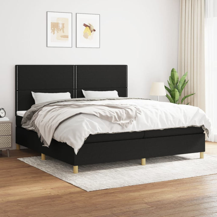 kontinentalseng med madras 200x200 cm stof sort
