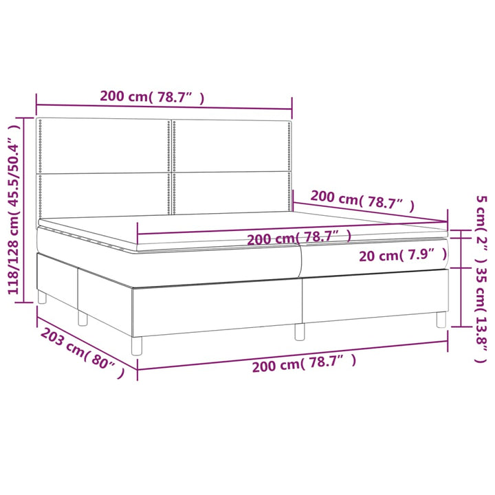 kontinentalseng med madras 200x200 cm stof blå