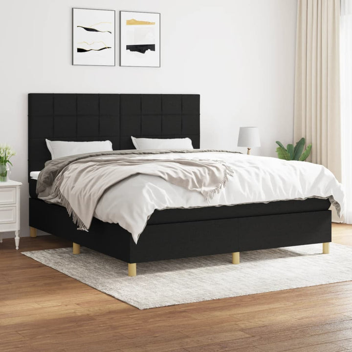 kontinentalseng med madras 160x200 cm stof sort