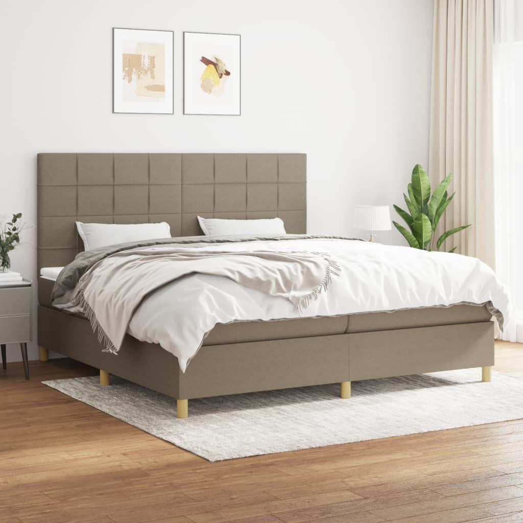 kontinentalseng med madras 200x200 cm stof gråbrun