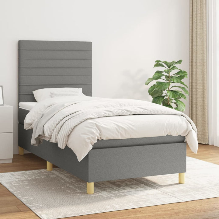 kontinentalseng med madras 100x200 cm stof mørkegrå