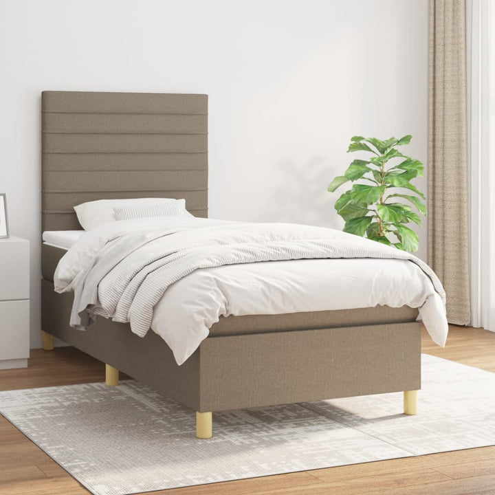 kontinentalseng med madras 100x200 cm stof gråbrun