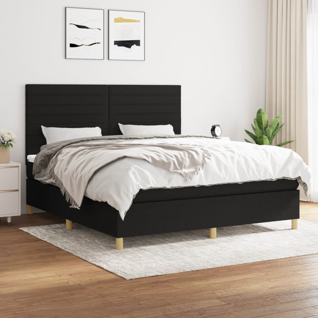 kontinentalseng med madras 160x200 cm stof sort